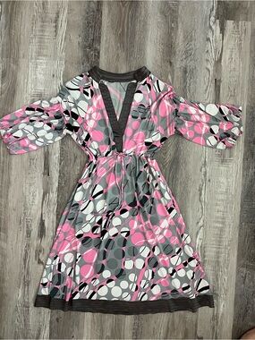 Pink & Gray adjustable Long Sleeve Dress